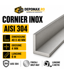 Cornier inox AISI 304, 40 x 40 x 4 mm, 6 metri